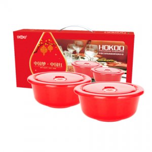 海客-中國(guó)紅耐熱保鮮碗兩件套